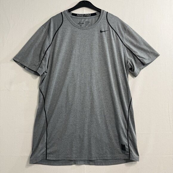 Nike Pro Shirt Men XLarge Gray Athletic Training Dri Fit Pro Fitted Gym Swoosh - Picture 1 of 11